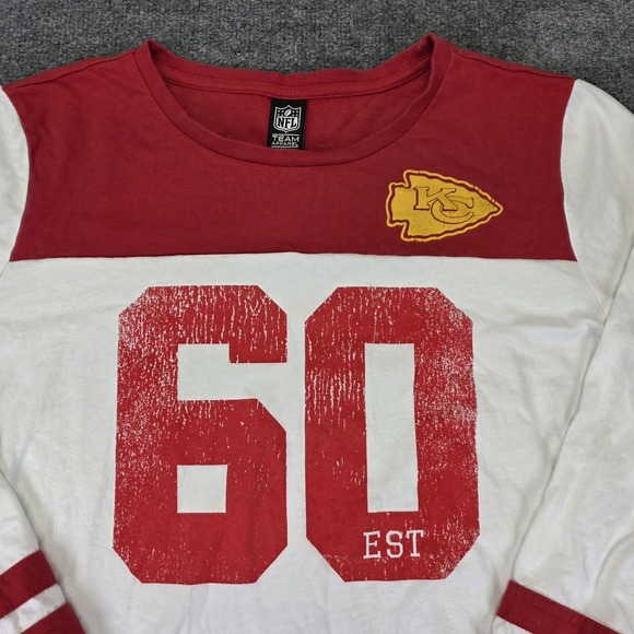 Kansas City Chiefs Women's Long Sleeve T Shirt XL NFL Team Apparel White/Red - Picture 2 of 4